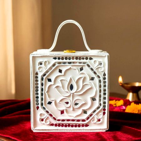 Mini Lotus Lippan Art Handcrafted Square Sling Bag